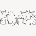 Cat gang clipart, black and